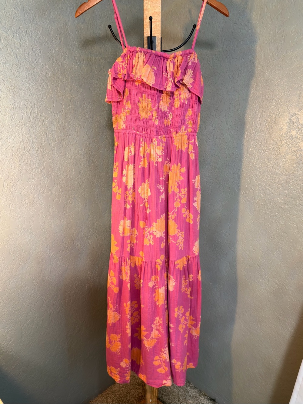 Z Supply Pink Maxi Dress with Yellow Floral Print